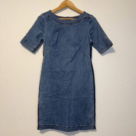 Boden Denim Cotton Side Strip Dress Size 4R - Picture 1 of 7